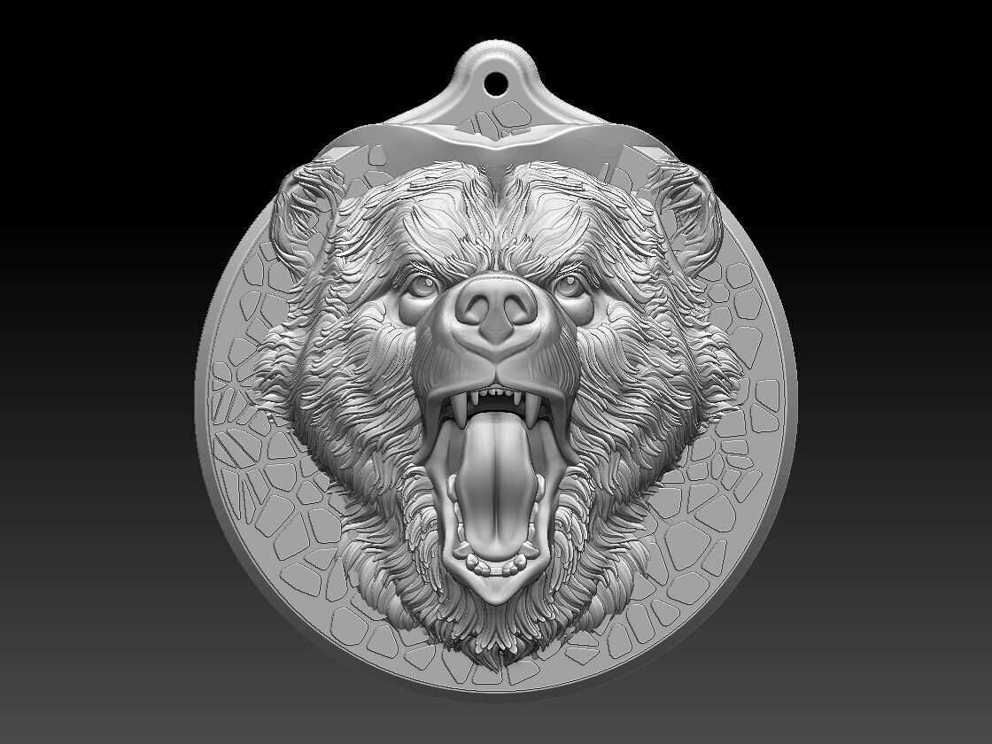 HM Bear Keychain Voronoi 03 3D print model_3
