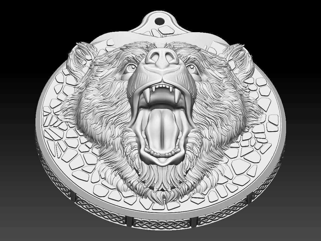 HM Bear Keychain Voronoi 03 3D print model_6