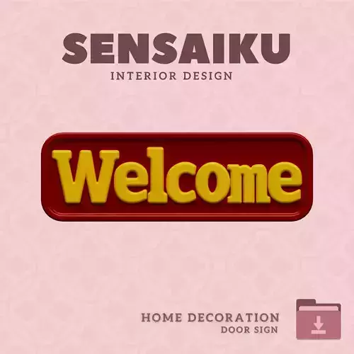 Welcome Door Sign 3D Print File for DIY Home Decor  Sensaiku 3D print model
