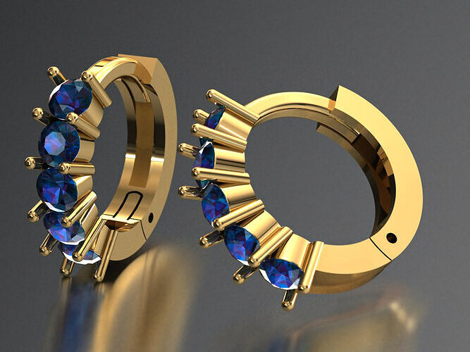 Sapphire Crescent Hoops 3D print model