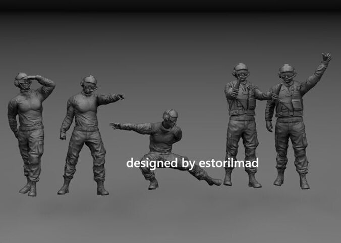 PACK 5 AIRCRAFT CARRIER DECK CREW 3D print model