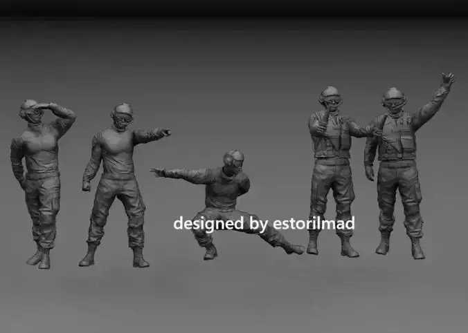 PACK 5 AIRCRAFT CARRIER DECK CREW 3D print model