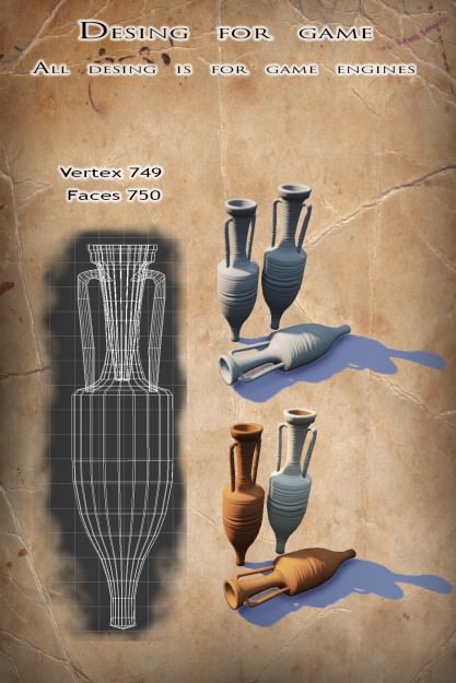 Amphora rar Low-poly 3D model_1