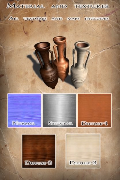 Amphora rar Low-poly 3D model_2