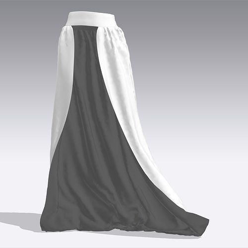 add skirt long modern white color cotton fabric Low-poly 3D model