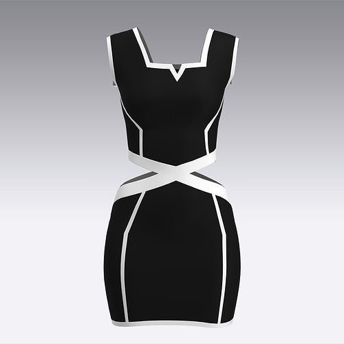 dress black white color block  Low-poly 3D model