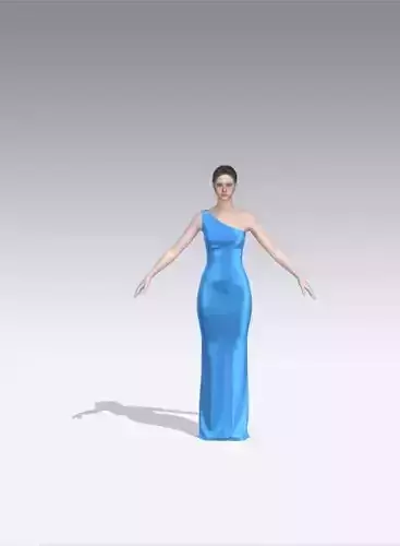 dress blue silk satin model 