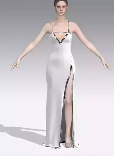 v  shape white metalic strap 