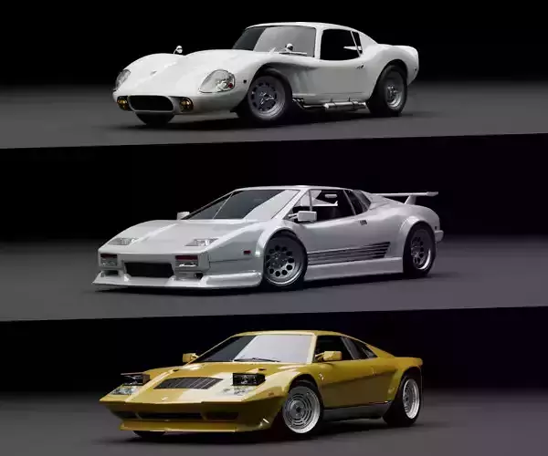 Brandless retro car pack 3D Model Collection
