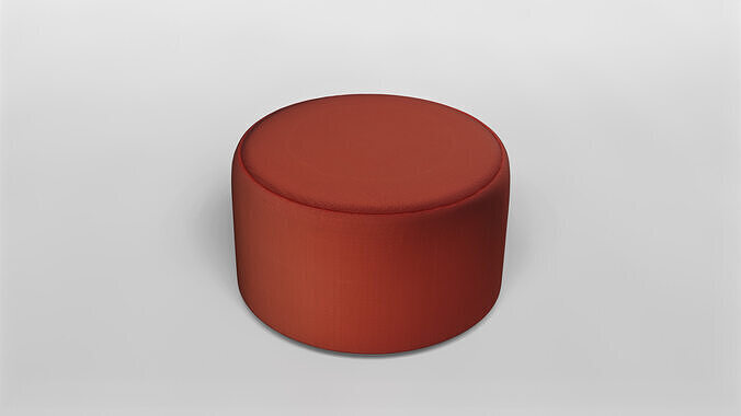 Modern Round Fabric Ottoman Pouf 3D model