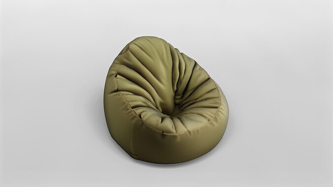 Modern Olive Green Bean Bag Chair 3D Model 3D model