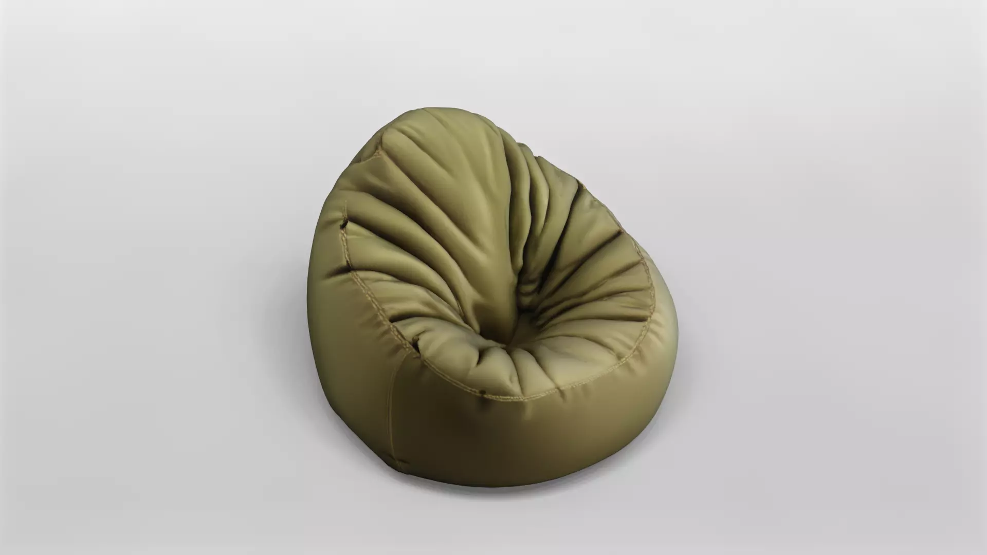 Modern Olive Green Bean Bag Chair 3D Model 3D model_0