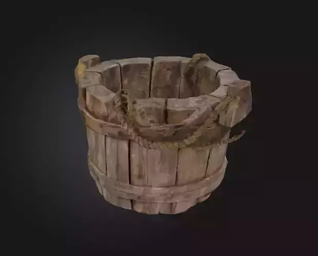 ancient wooden bucket