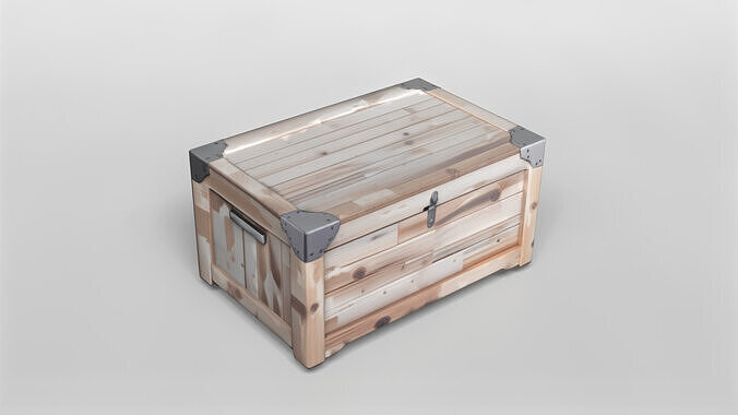 Wooden Storage Chest 3D Model 3D model