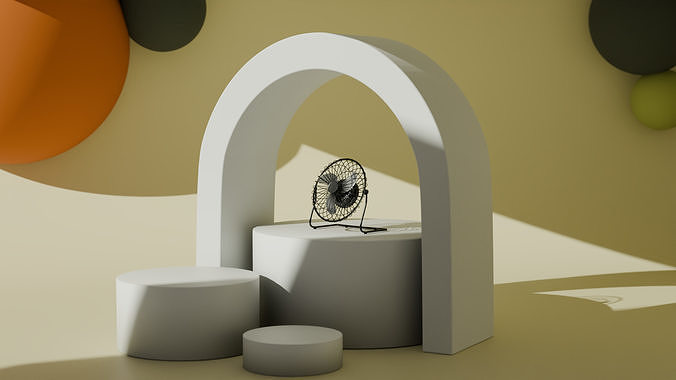 Tiny Desk Fan Low-poly 3D model