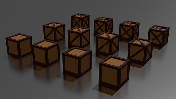 Wooden Boxes Pack Crate Low-Poly Free low-poly 3D model