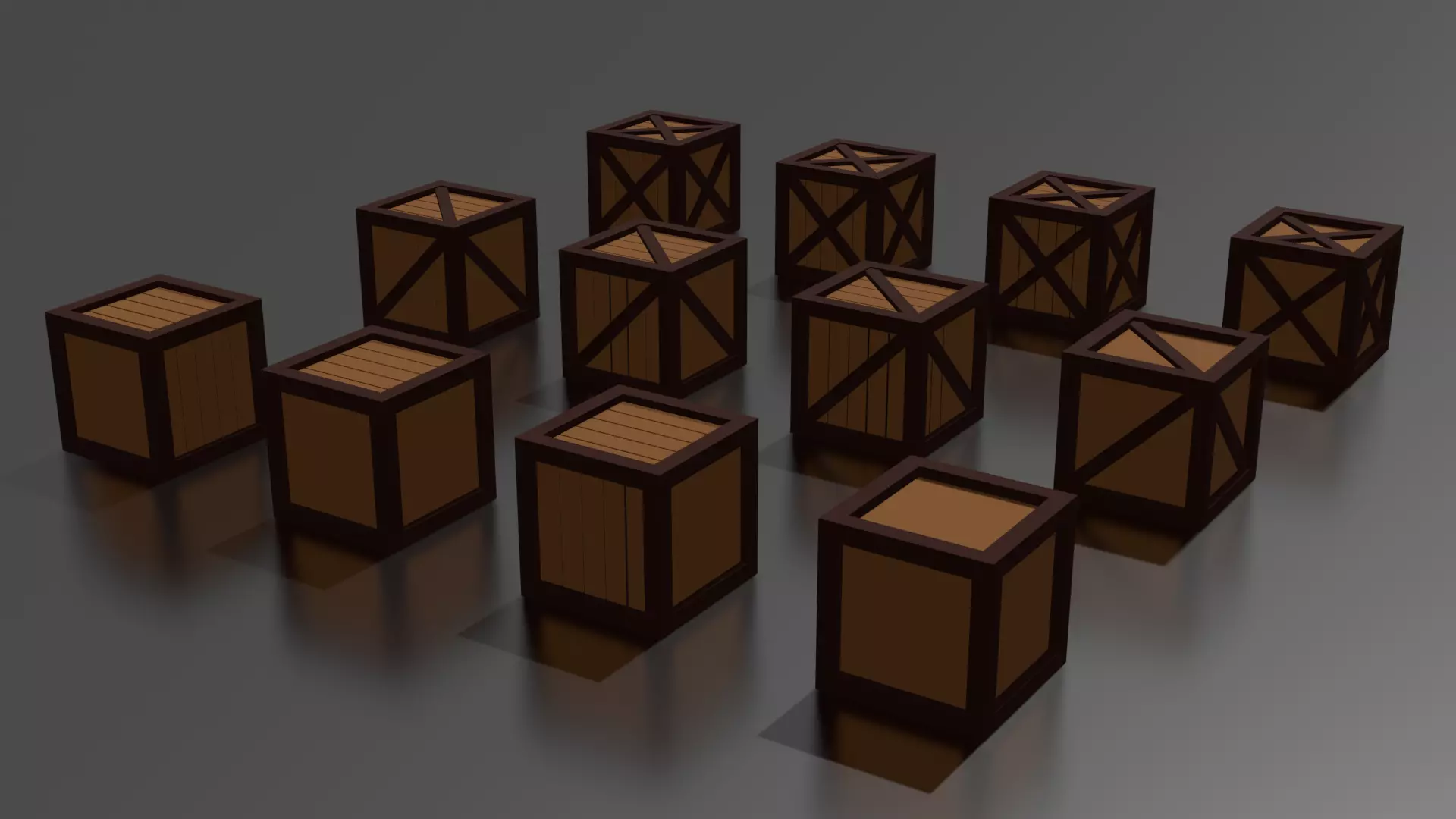 Wooden Boxes Pack Crate Low-Poly Free low-poly 3D model_0