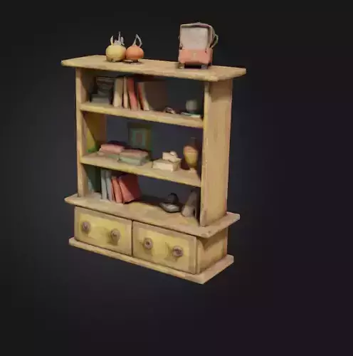 Old Cartoon Shelf with Items