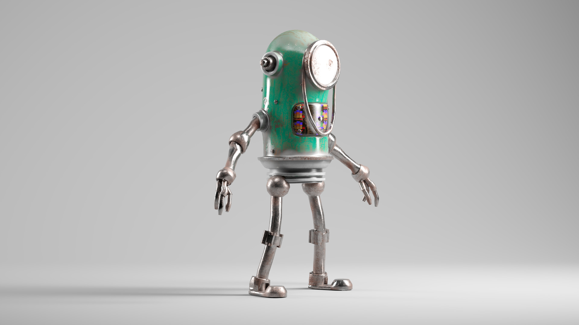 Game Ready Robot Character MINI Rusted BOT Low-poly 3D model_3