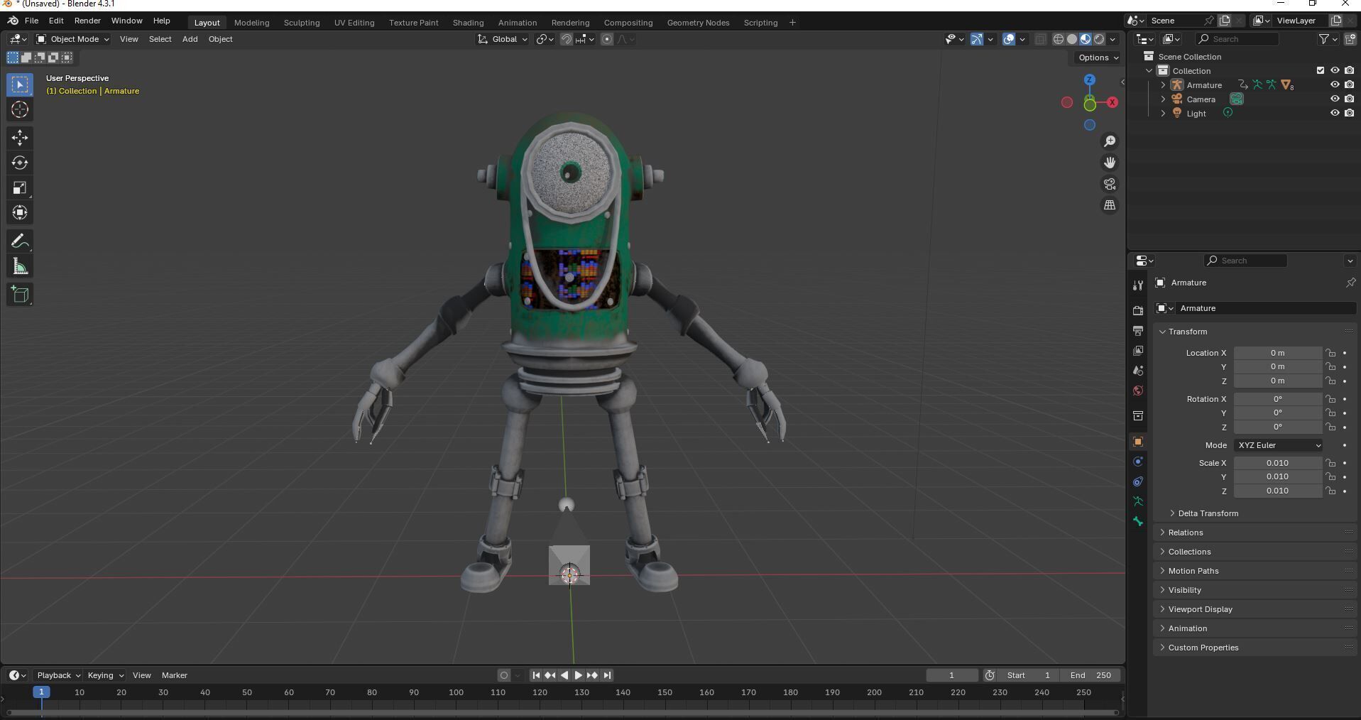 Game Ready Robot Character MINI Rusted BOT Low-poly 3D model_8