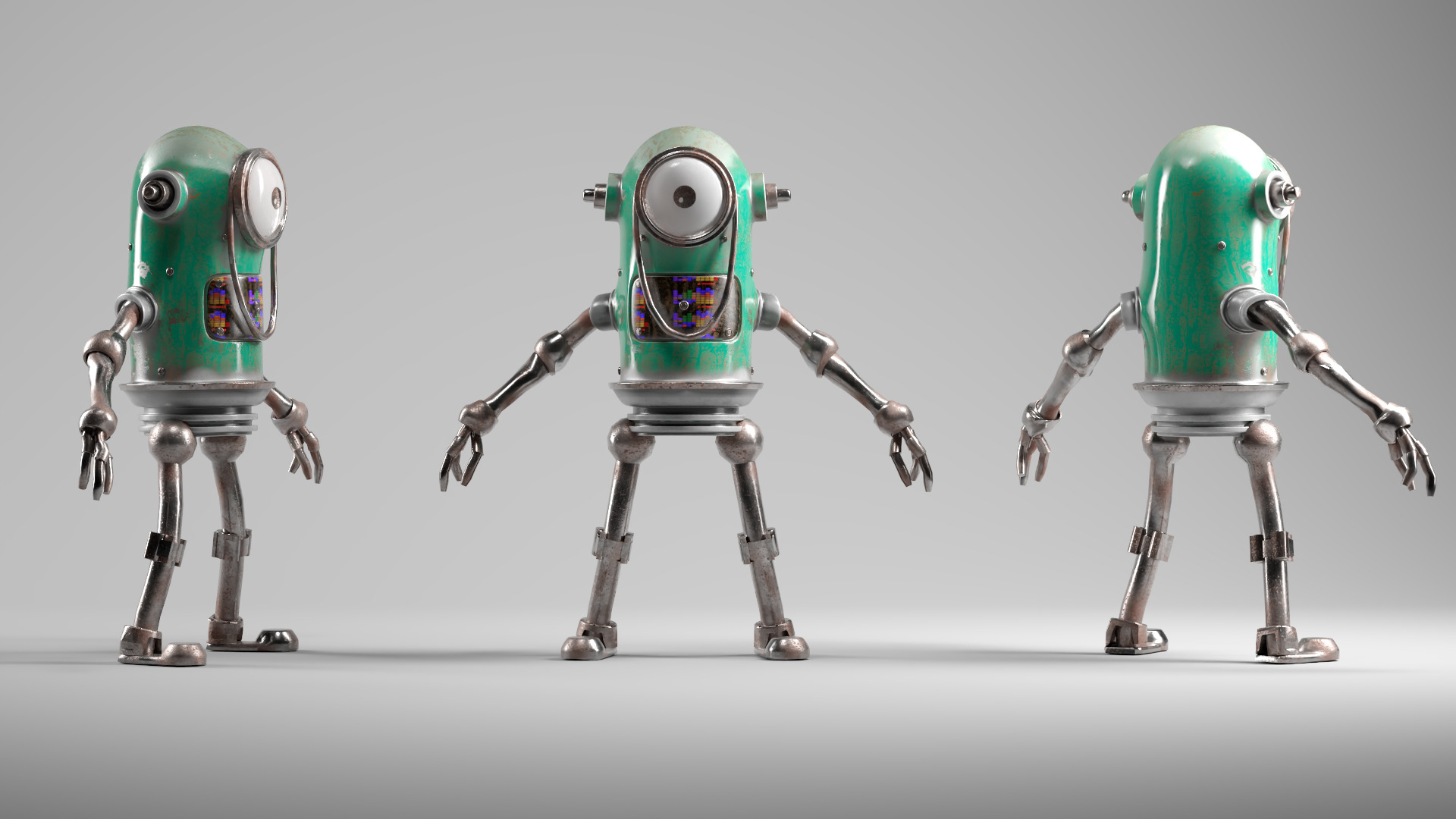 Game Ready Robot Character MINI Rusted BOT Low-poly 3D model_5