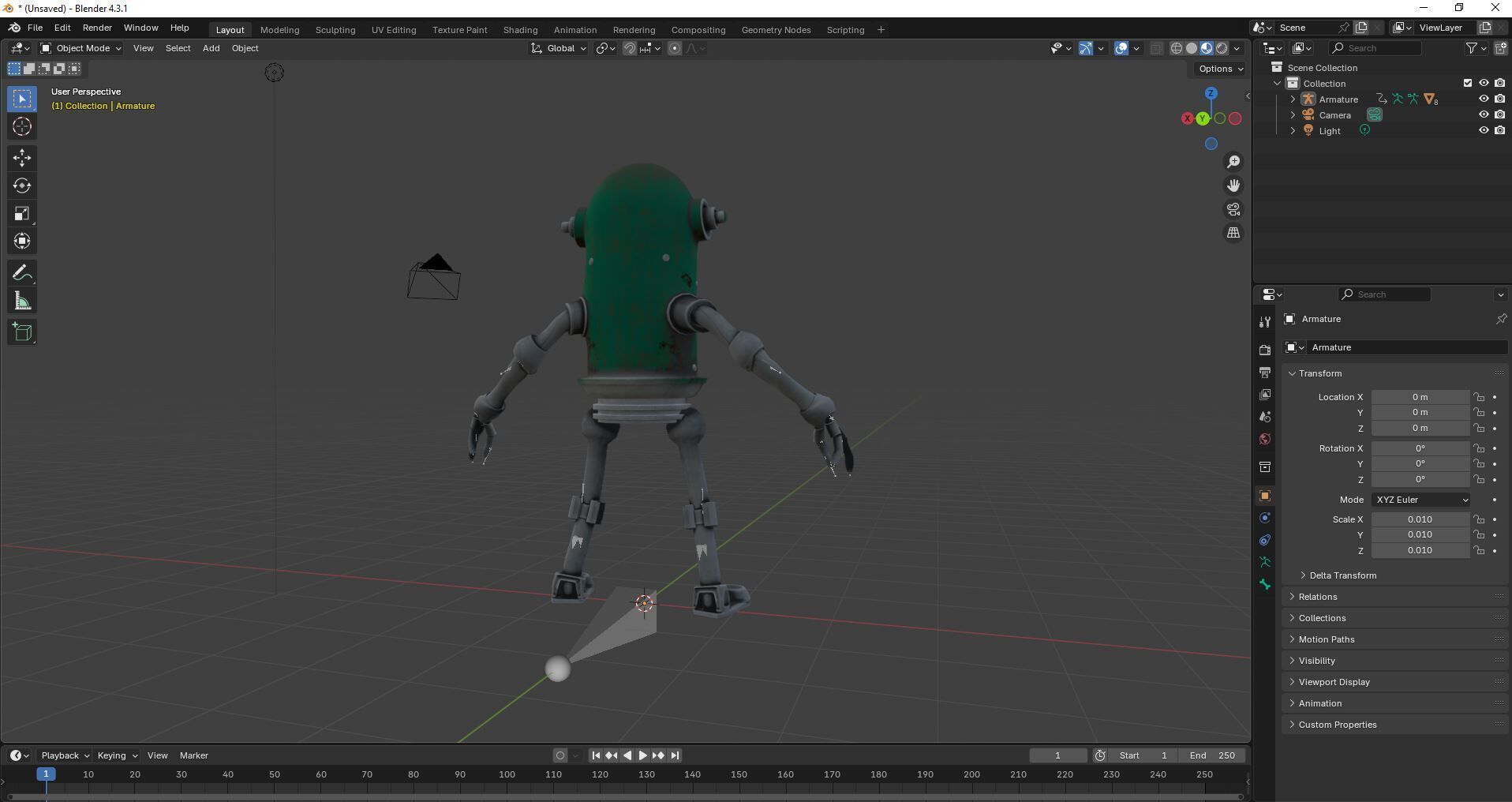 Game Ready Robot Character MINI Rusted BOT Low-poly 3D model_9