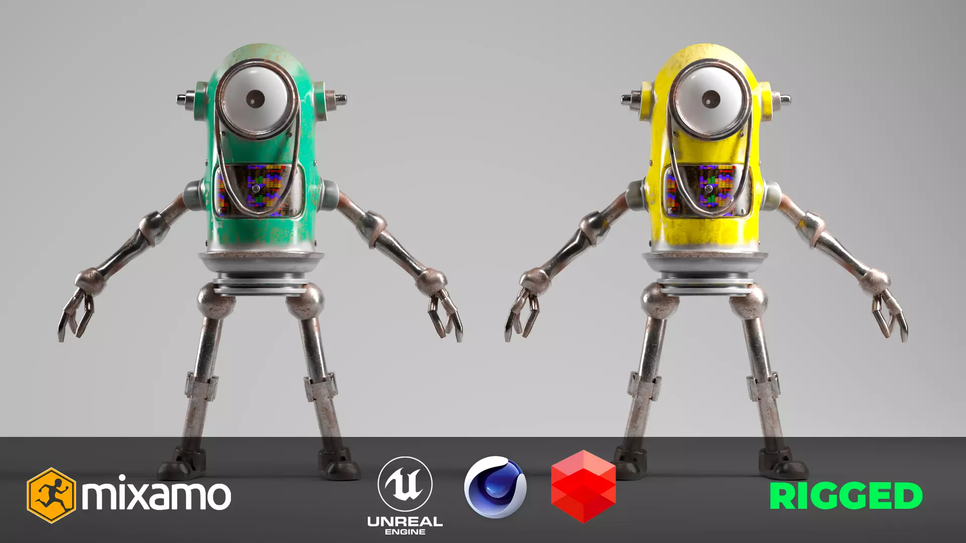 Game Ready Robot Character MINI Rusted BOT Low-poly 3D model_0