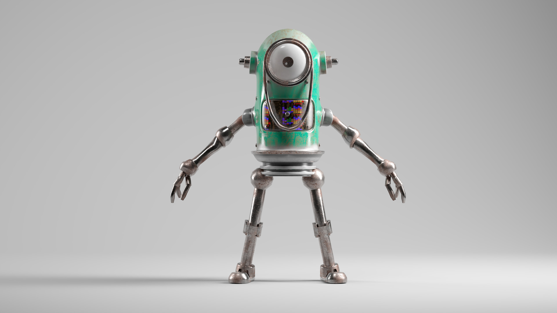 Game Ready Robot Character MINI Rusted BOT Low-poly 3D model_2