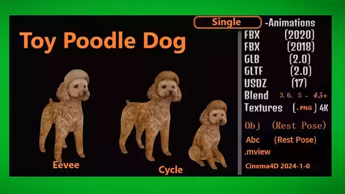 Toy Poodle Dog Low-poly 3D model