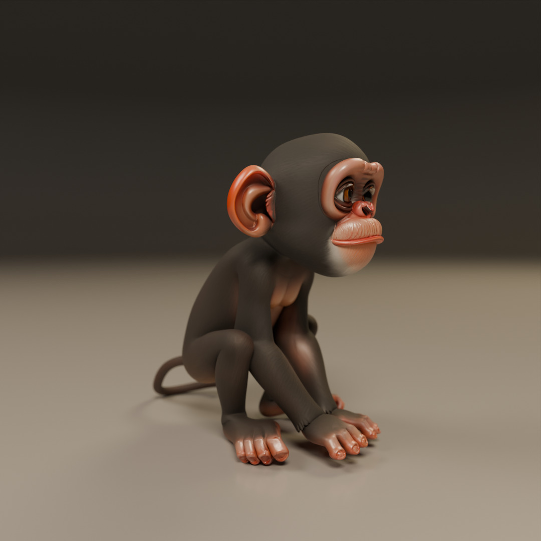 chimpanzee 3D print model_12