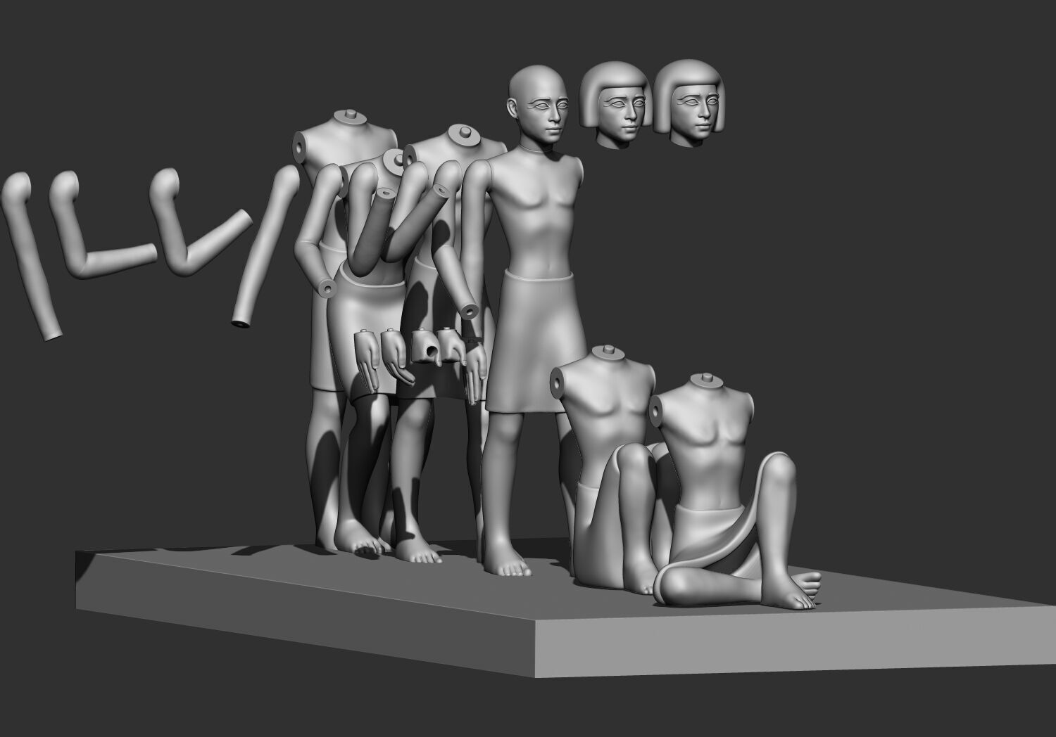 Ancient Egyptian Workers Miniature Models 3D Printable Model  V1 3D print model_2