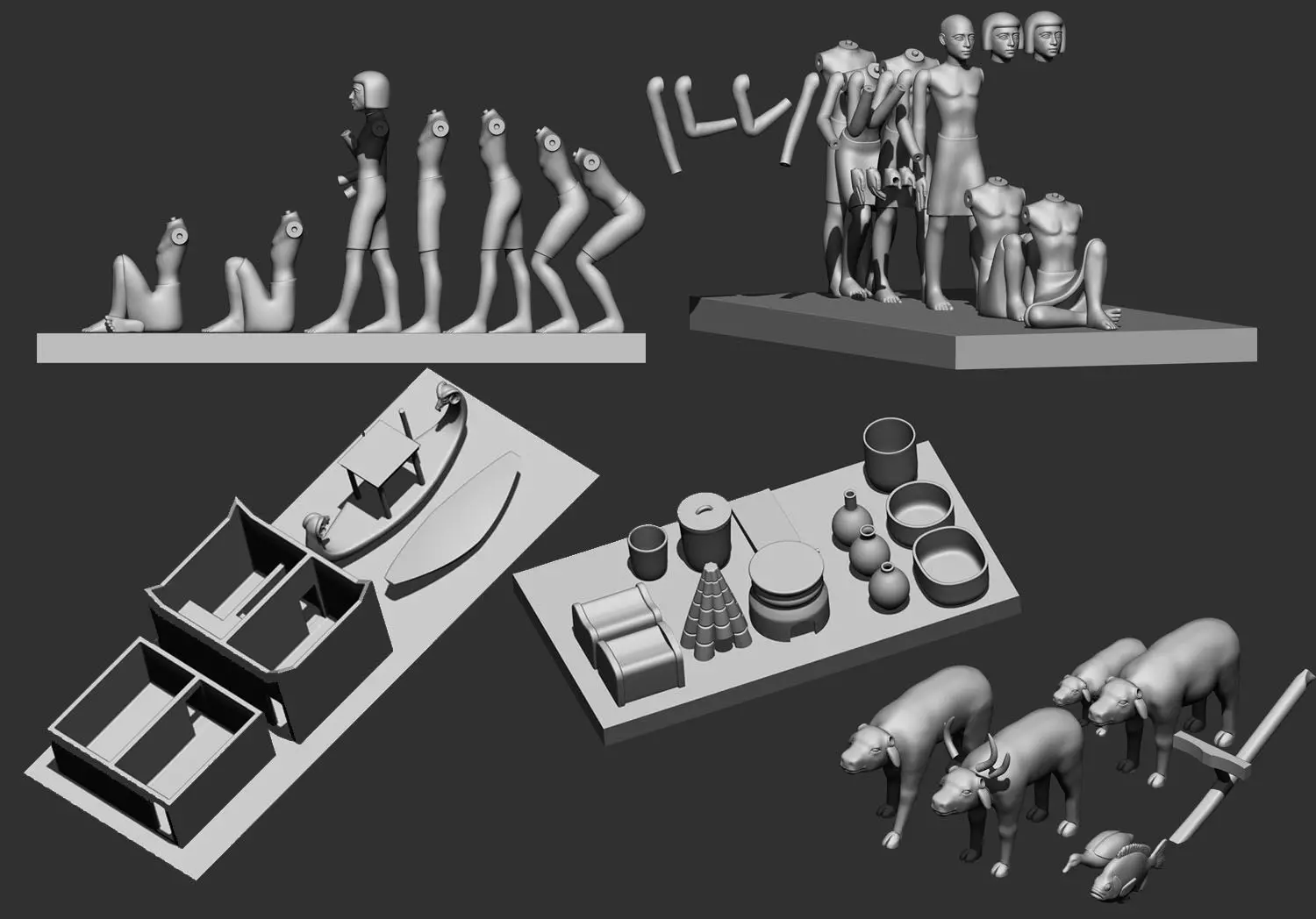 Ancient Egyptian Workers Miniature Models 3D Printable Model  V1 3D print model_0