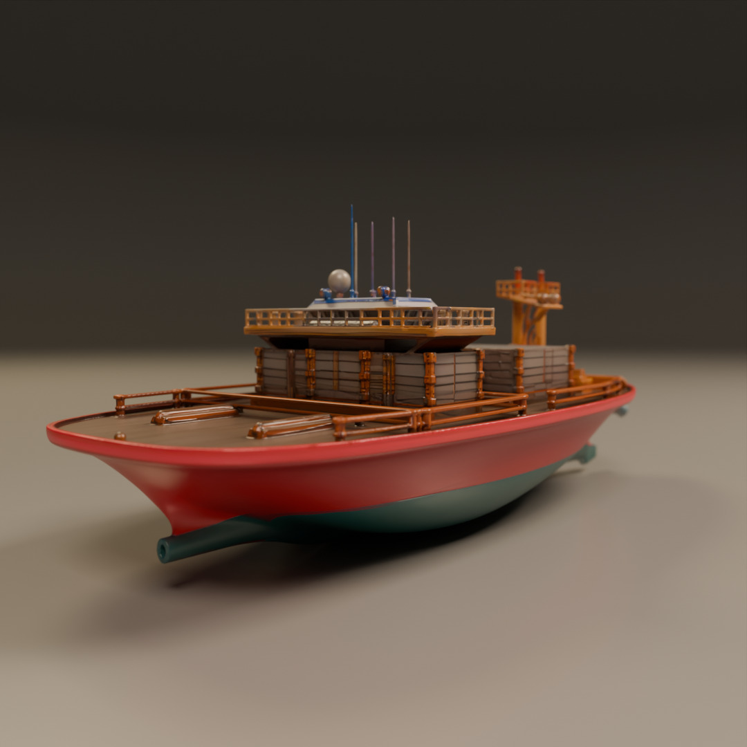 cargo ship 3D print model_15