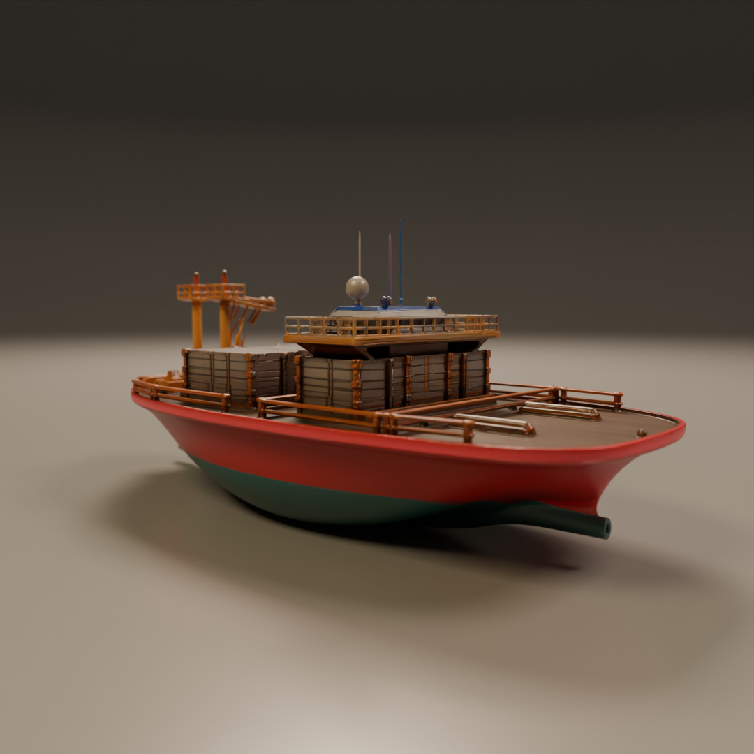 cargo ship 3D print model_14