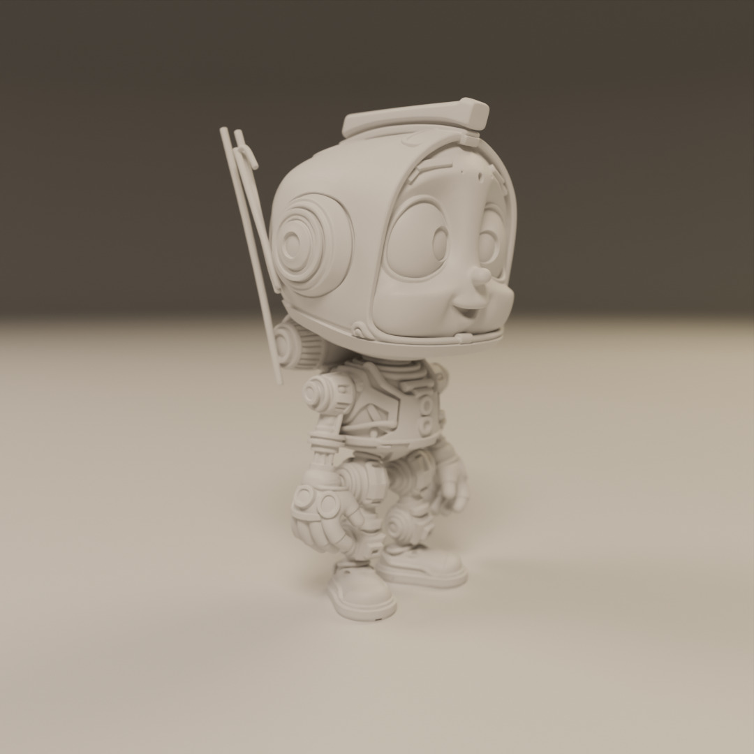 cartoon robot 3D print model_4