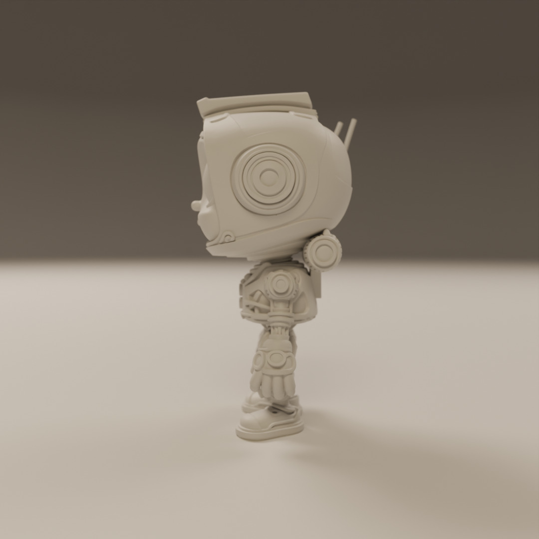 cartoon robot 3D print model_2