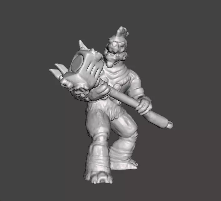 BRUTE CHIEFTAIN WITH GRAVITY HAMMER MINIATURE SCIFI GAMES RPG WH 3D print model_0