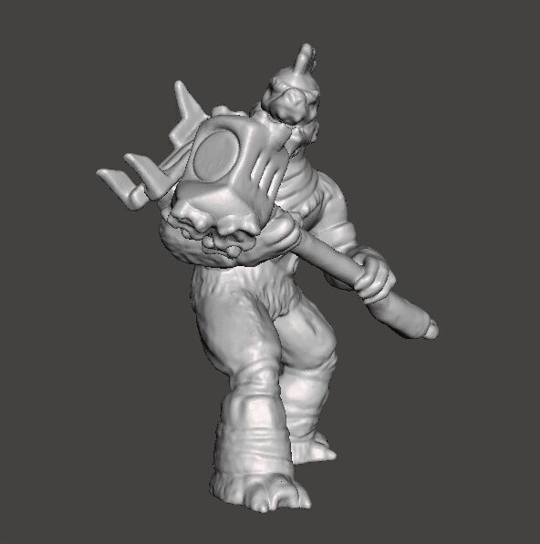 BRUTE CHIEFTAIN WITH GRAVITY HAMMER MINIATURE SCIFI GAMES RPG WH 3D print model_2