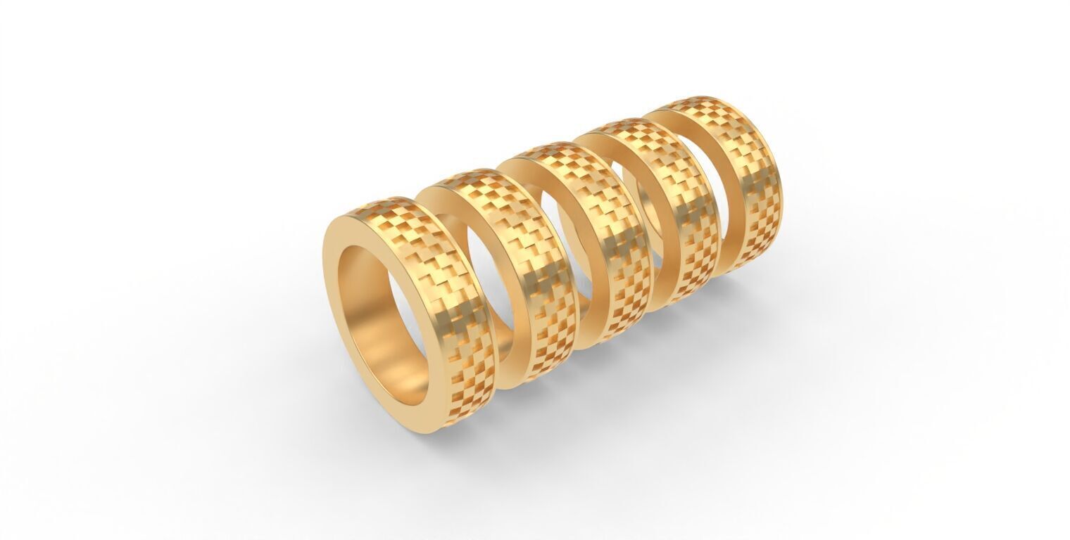 Chessboard Style Ring - 5 Sizes Included - Us Size 4-6 3D print model_5