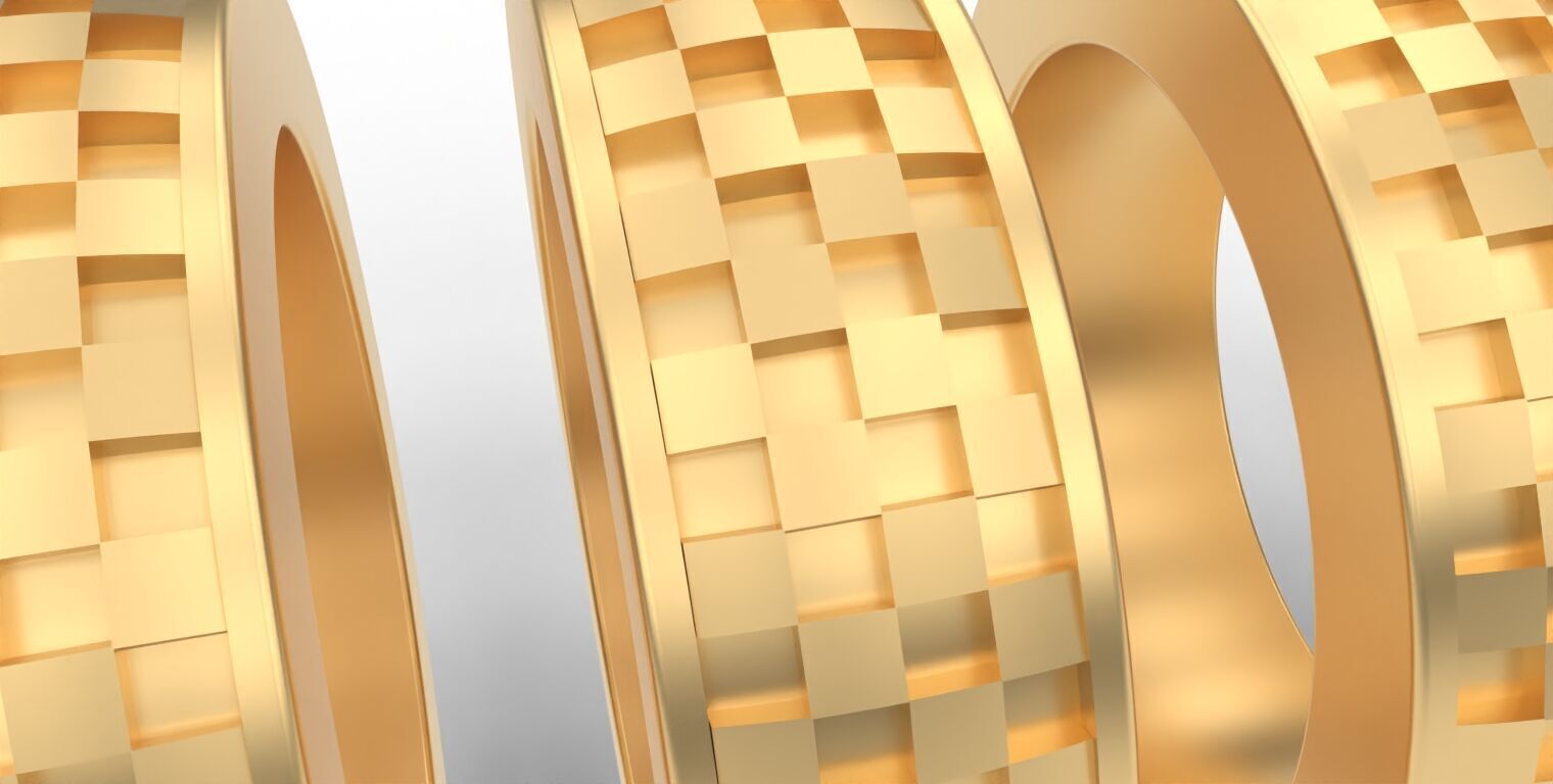 Chessboard Style Ring - 5 Sizes Included - Us Size 4-6 3D print model_6