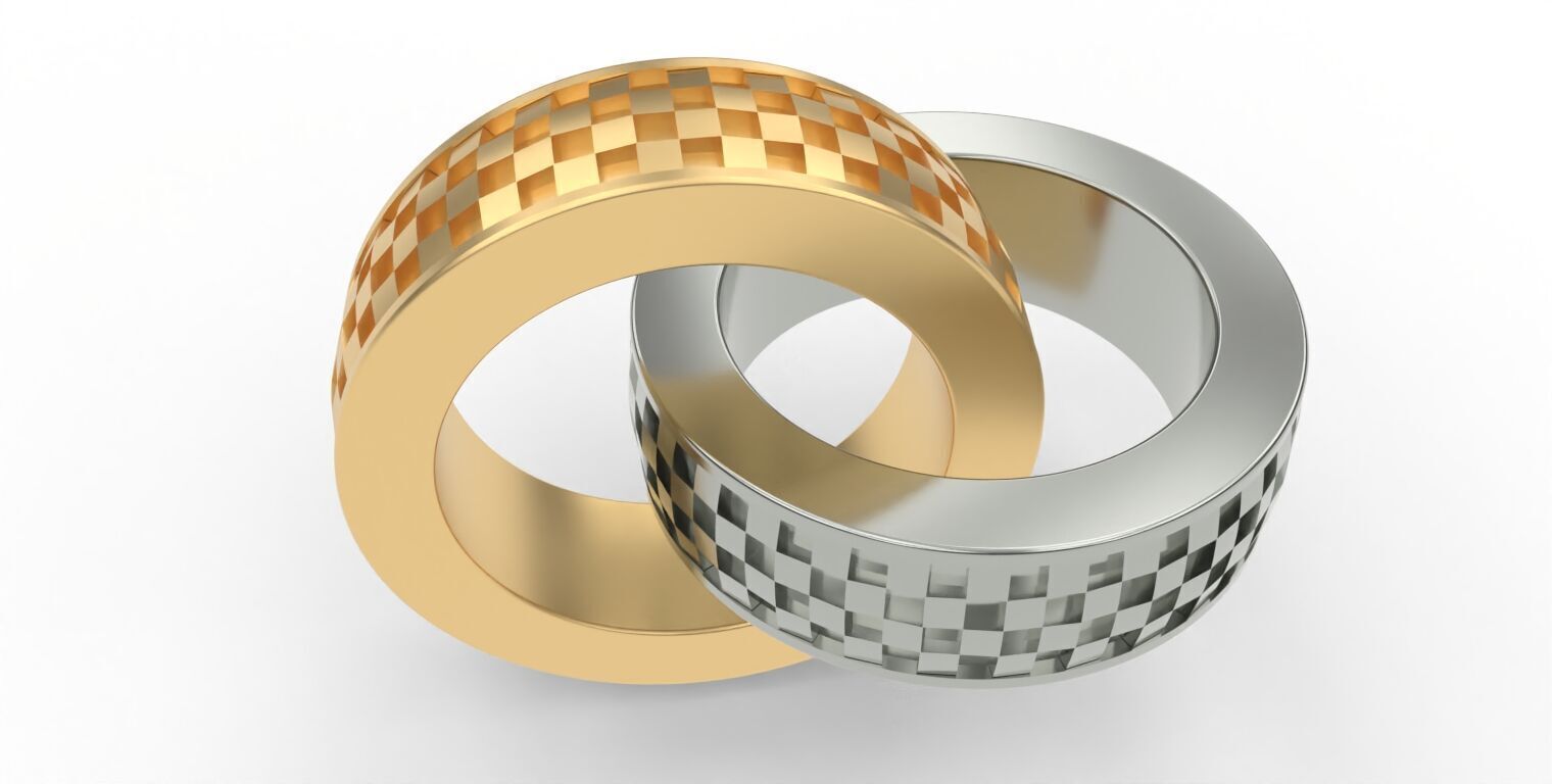 Chessboard Style Ring - 5 Sizes Included - Us Size 4-6 3D print model_7