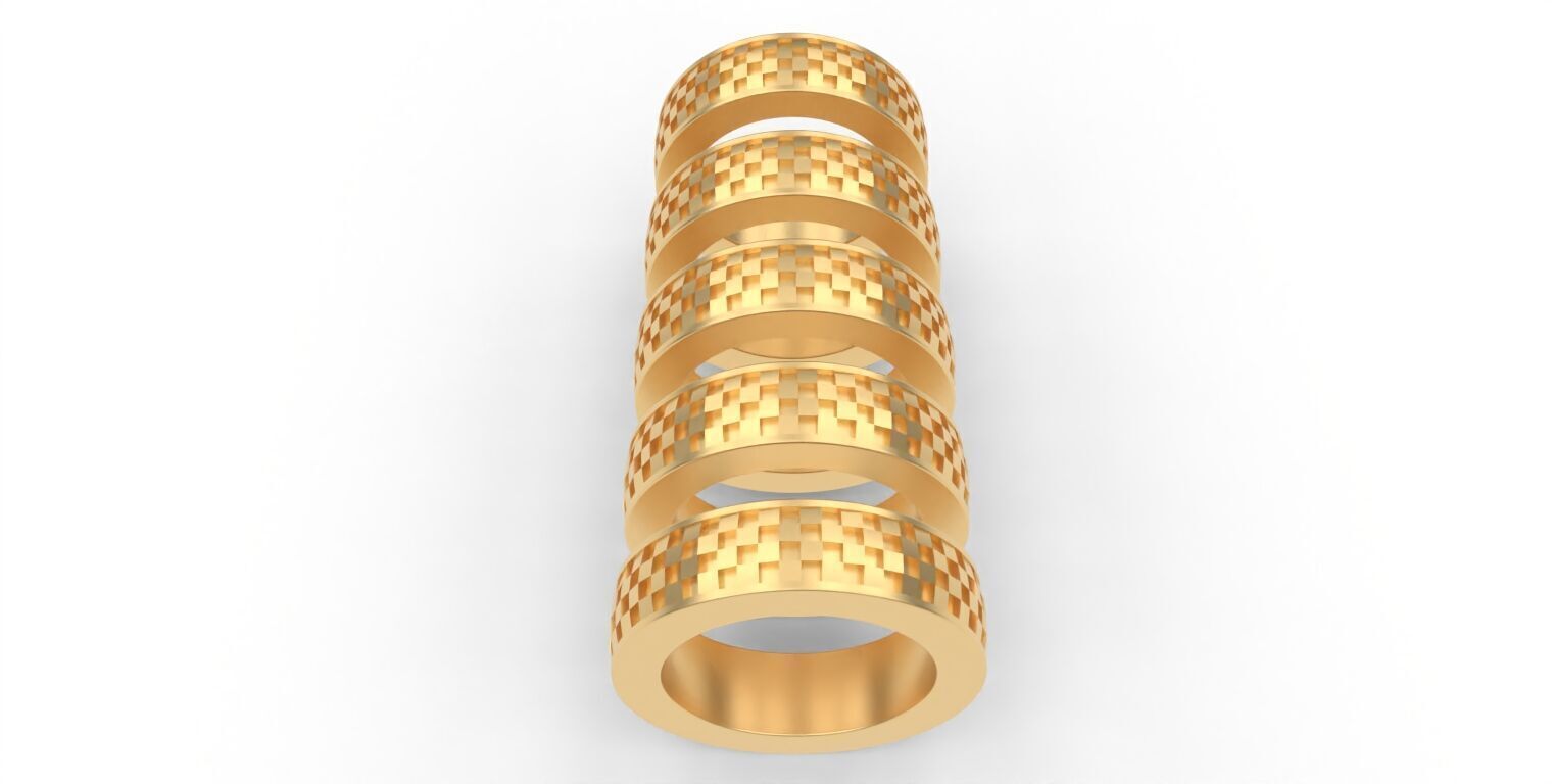 Chessboard Style Ring - 5 Sizes Included - Us Size 4-6 3D print model_3
