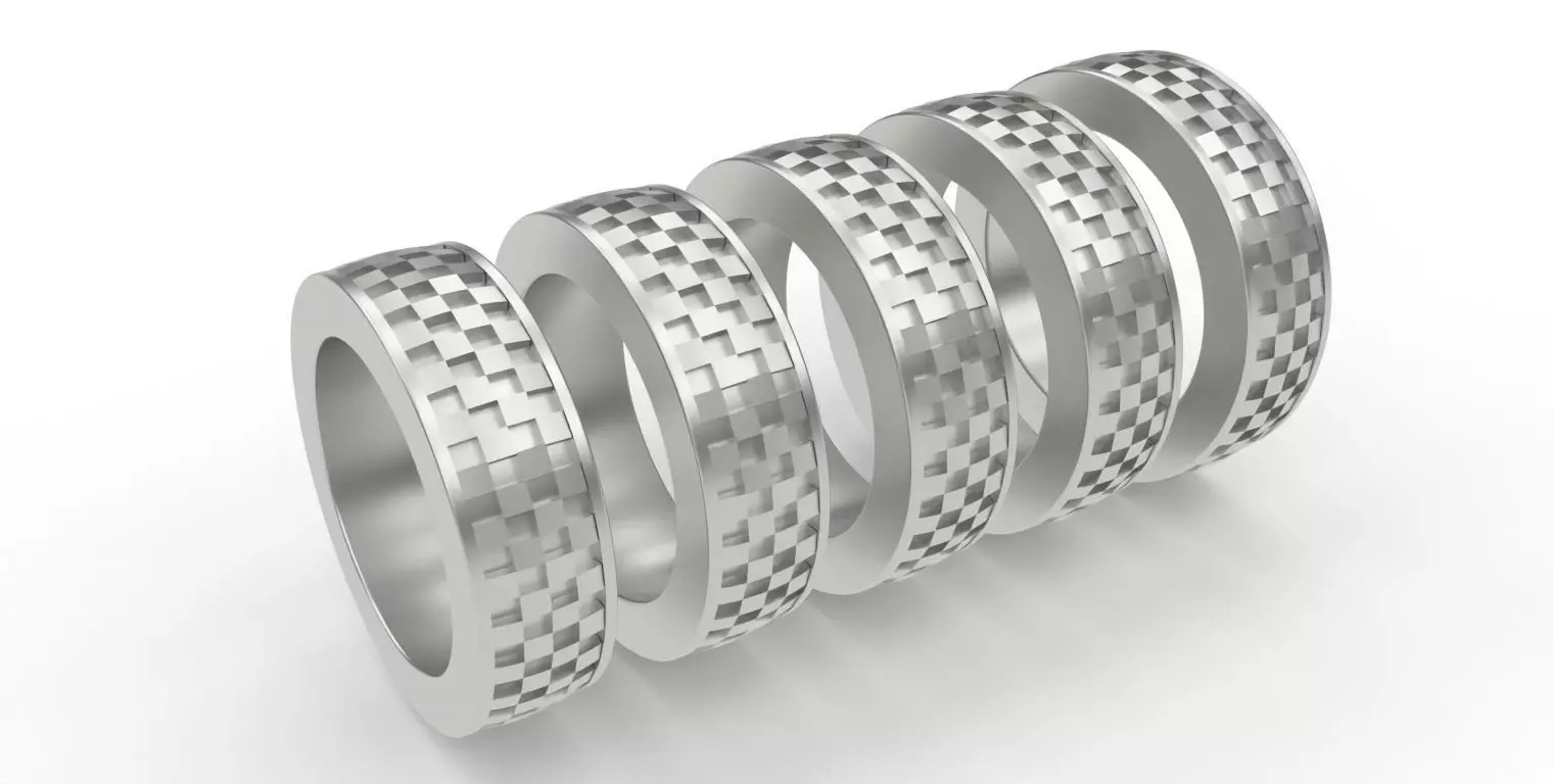 Chessboard Style Ring - 5 Sizes Included - Us Size 4-6 3D print model_0