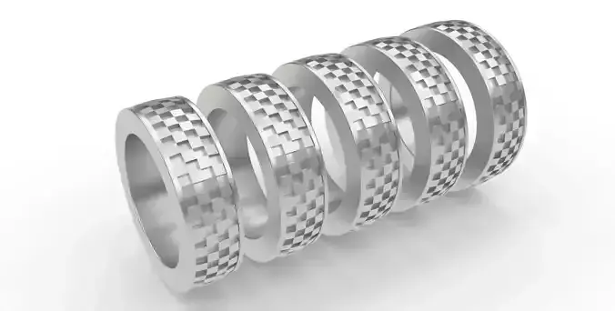 Chessboard Style Ring - 5 Sizes Included - Us Size 4-6 3D print model Chessboard Style Ring - 5 Sizes Included - Us Size 4-6 3D print model