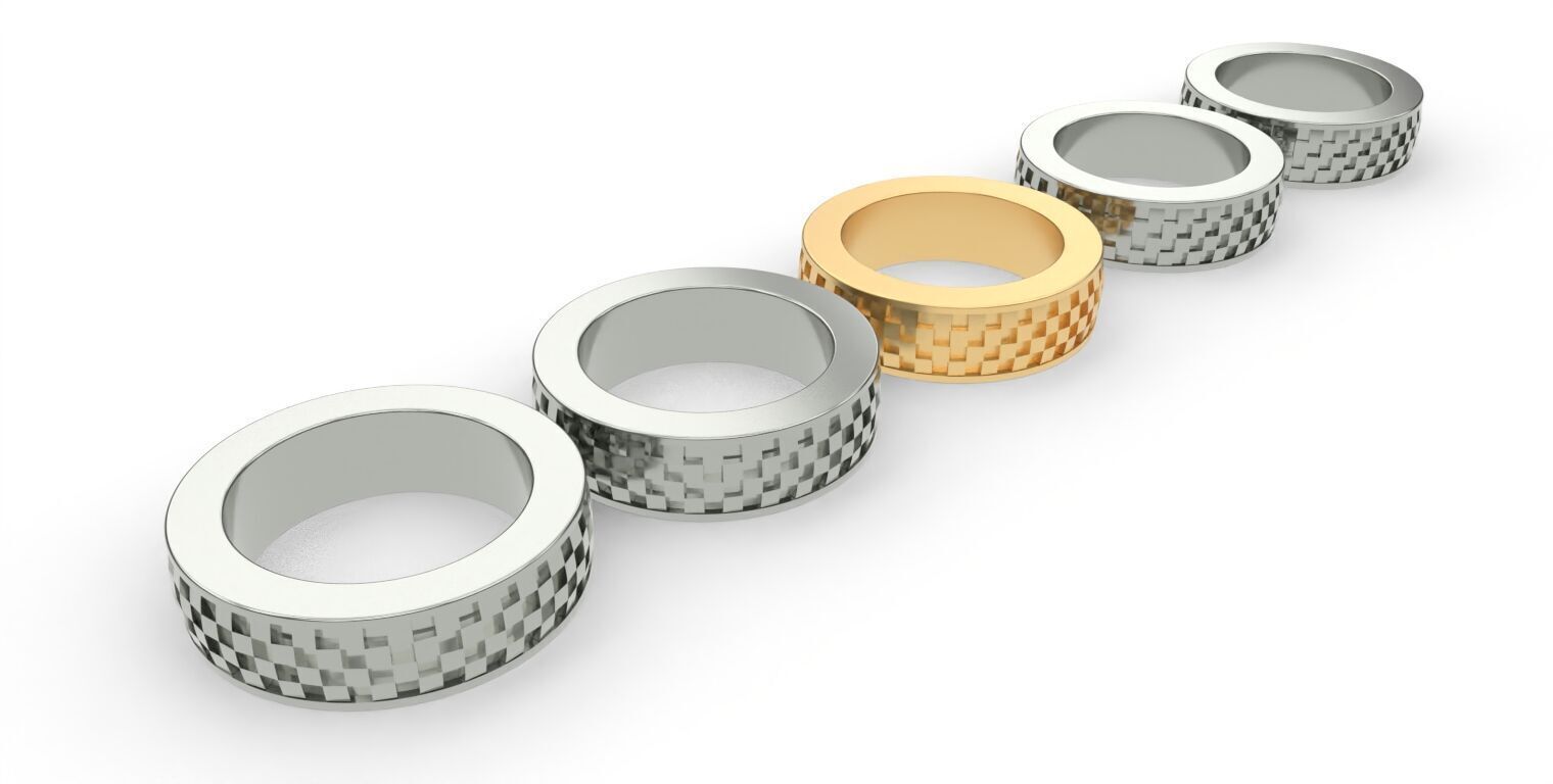 Chessboard Style Ring - 5 Sizes Included - Us Size 4-6 3D print model_8