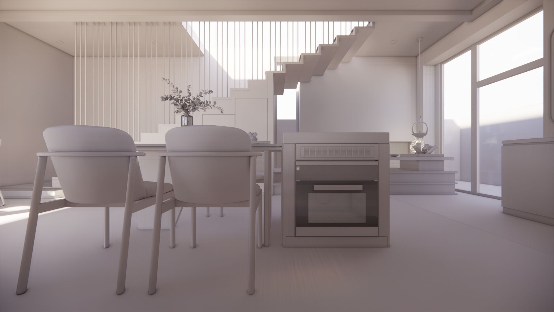 Modern Open Plan Stylish Interior 3D Model Low-poly 3D model_12