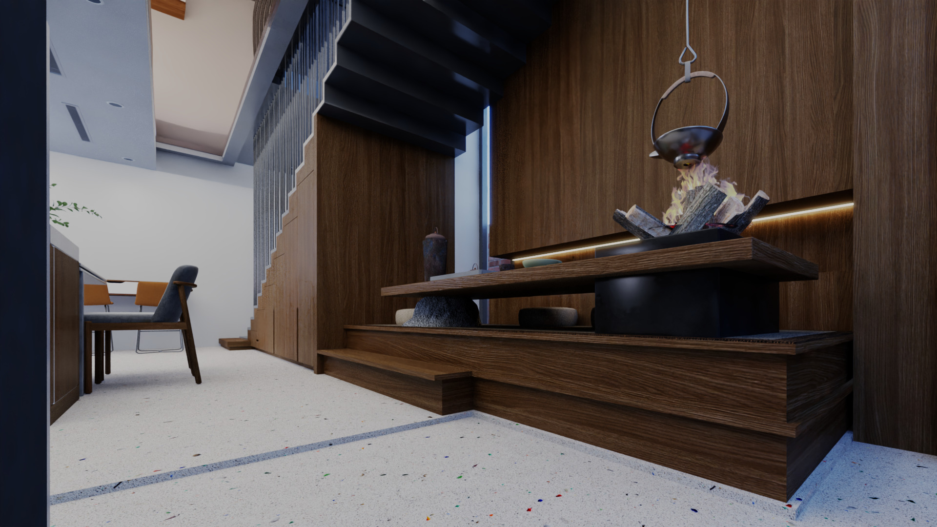 Modern Open Plan Stylish Interior 3D Model Low-poly 3D model_10