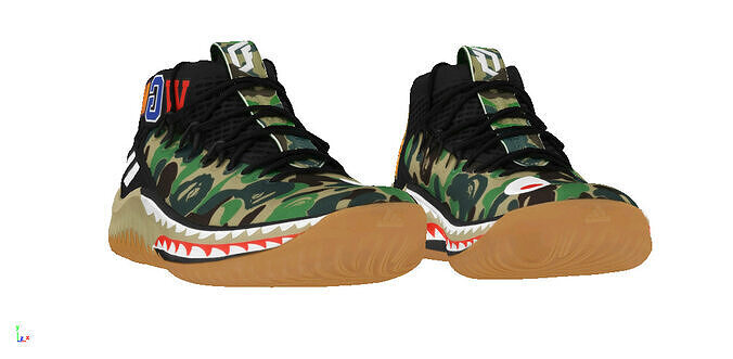 a bathing ape x adidas dame 4 baketball sneaker Low-poly 3D model