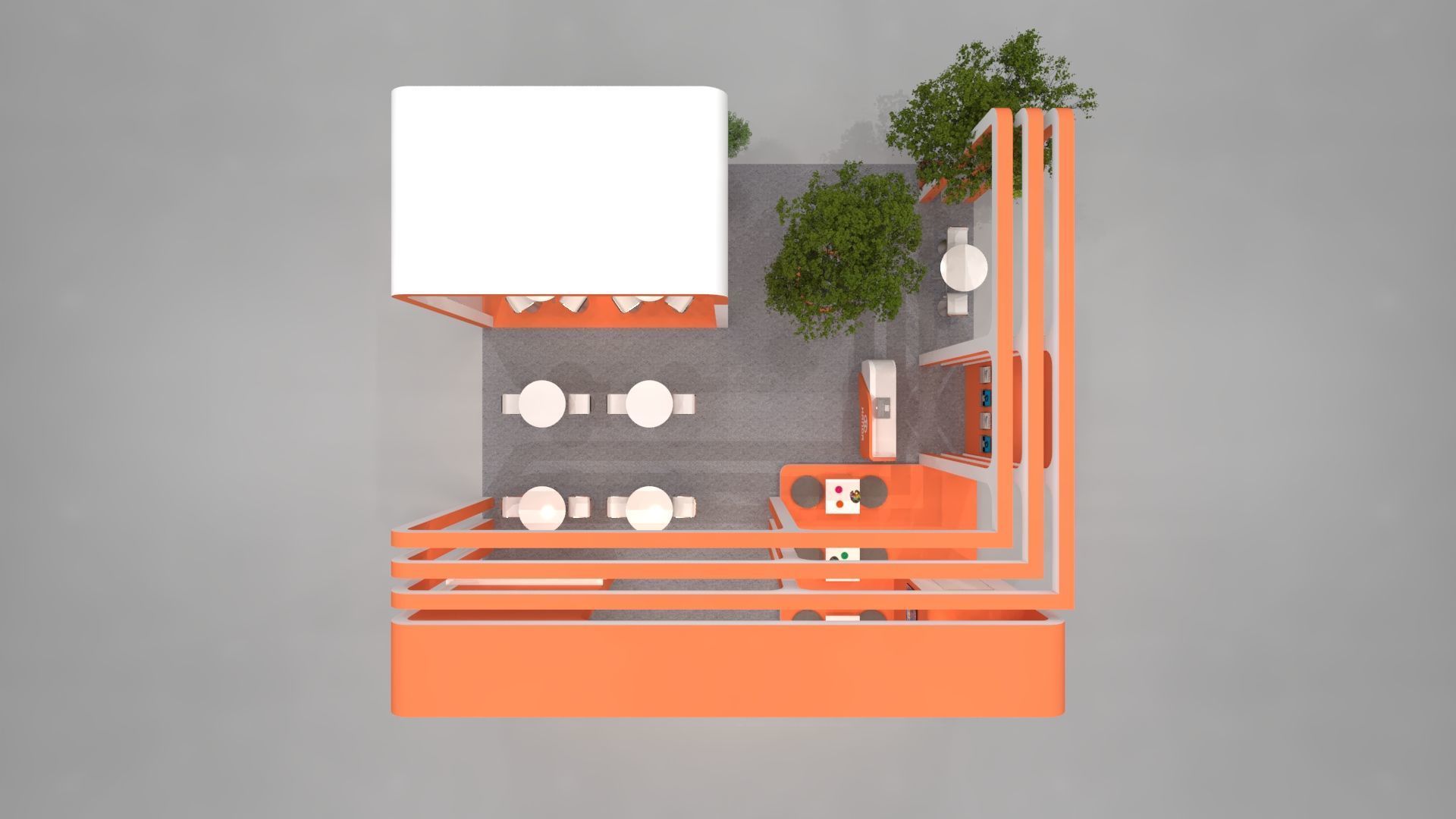 Nature Inspired Modern Exhibition Booth 9x9m Open Concept 3D model_8