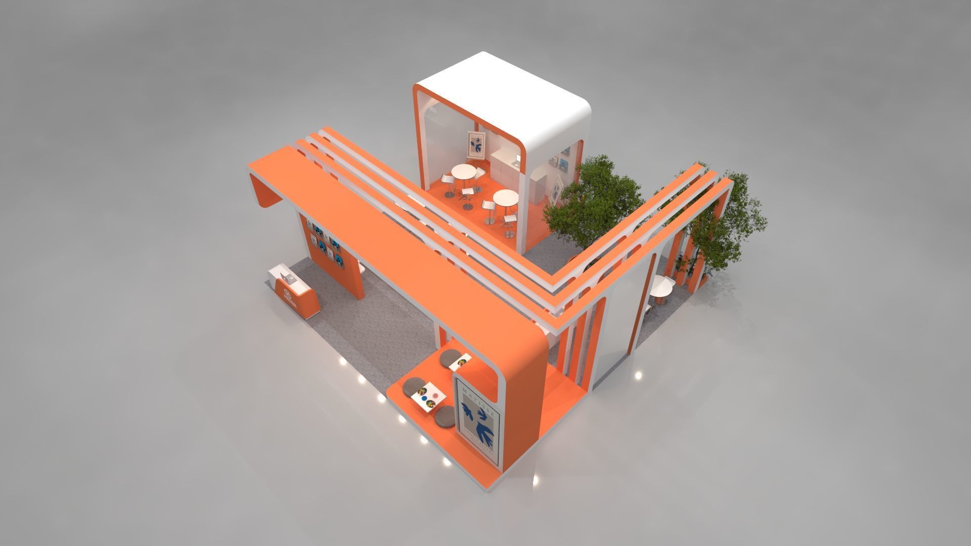 Nature Inspired Modern Exhibition Booth 9x9m Open Concept 3D model_5